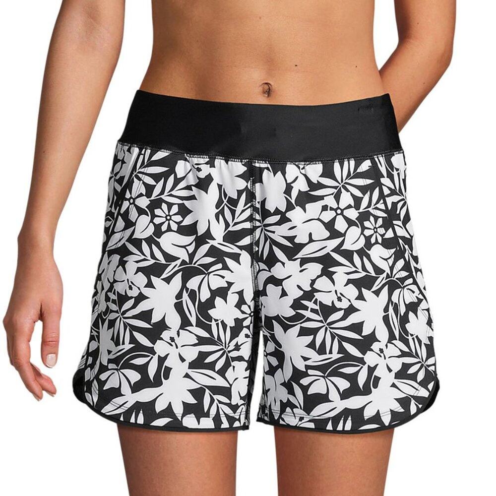 Lands' End 5" Quick Dry Elastic Waist Board Shorts in Havana Print‎ Size 2 NWT